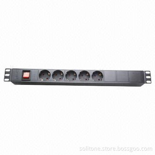 PDU Germany Plug Socket, 5-way Socket,16A, 19-inch Network Cabinet, Size 1u